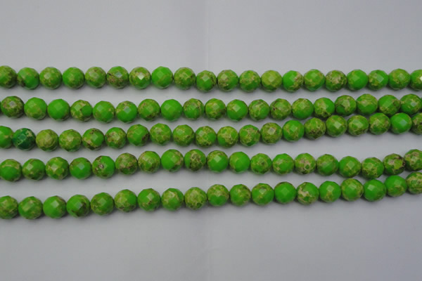 CDE2181 15.5 inches 8mm faceted round dyed sea sediment jasper beads