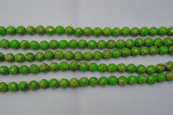 CDE2182 15.5 inches 10mm faceted round dyed sea sediment jasper beads