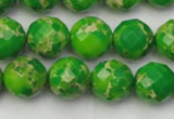 CDE2192 15.5 inches 10mm faceted round dyed sea sediment jasper beads