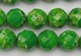 CDE2193 15.5 inches 12mm faceted round dyed sea sediment jasper beads