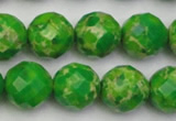 CDE2194 15.5 inches 14mm faceted round dyed sea sediment jasper beads