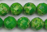 CDE2195 15.5 inches 16mm faceted round dyed sea sediment jasper beads