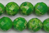 CDE2196 15.5 inches 18mm faceted round dyed sea sediment jasper beads