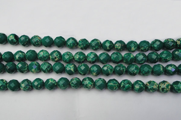 CDE2203 15.5 inches 12mm faceted round dyed sea sediment jasper beads