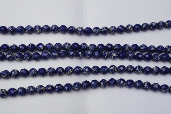 CDE2211 15.5 inches 8mm faceted round dyed sea sediment jasper beads