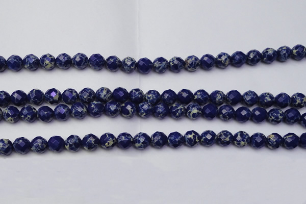 CDE2212 15.5 inches 10mm faceted round dyed sea sediment jasper beads