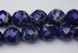 CDE2214 15.5 inches 14mm faceted round dyed sea sediment jasper beads