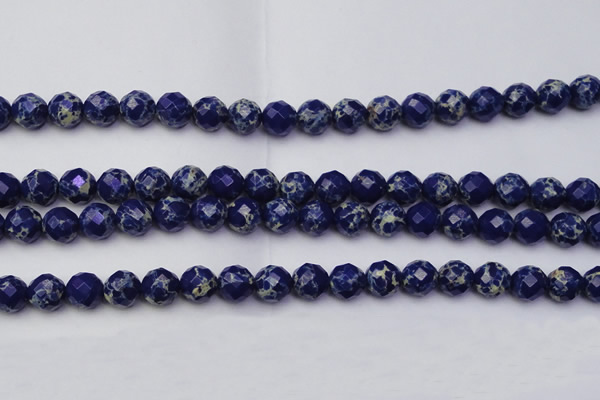 CDE2214 15.5 inches 14mm faceted round dyed sea sediment jasper beads