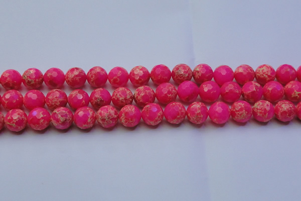 CDE2507 15.5 inches 14mm faceted round dyed sea sediment jasper beads