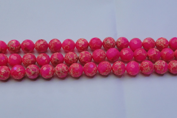 CDE2508 15.5 inches 16mm faceted round dyed sea sediment jasper beads