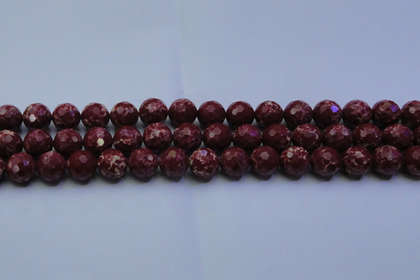 CDE2528 15.5 inches 14mm faceted round dyed sea sediment jasper beads