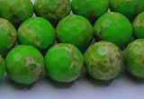 CDE2556 15.5 inches 14mm faceted round dyed sea sediment jasper beads