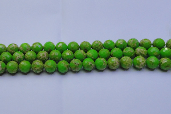 CDE2556 15.5 inches 14mm faceted round dyed sea sediment jasper beads