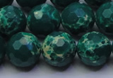 CDE2571 15.5 inches 14mm faceted round dyed sea sediment jasper beads