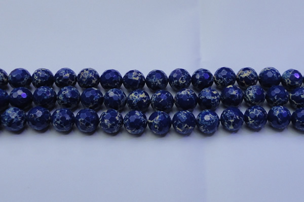 CDE2579 15.5 inches 14mm faceted round dyed sea sediment jasper beads