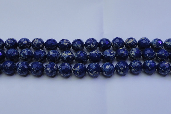 CDE2580 15.5 inches 16mm faceted round dyed sea sediment jasper beads