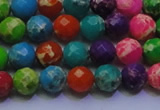 CDE2695 6mm faceted round mixed color sea sediment jasper beads