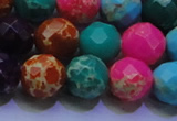 CDE2699 14mm faceted round mixed color sea sediment jasper beads