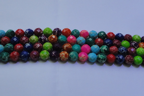 CDE2699 14mm faceted round mixed color sea sediment jasper beads