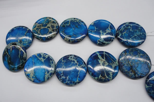 CDE310 15.5 inches 40mm flat round dyed sea sediment jasper beads