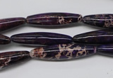 CDE383 15.5 inches 7*30mm rice dyed sea sediment jasper beads