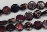 CDE405 15.5 inches 10mm flat round dyed sea sediment jasper beads