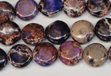 CDE406 15.5 inches 12mm flat round dyed sea sediment jasper beads