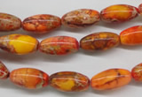 CDE510 15.5 inches 8*16mm rice dyed sea sediment jasper beads