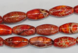 CDE512 15.5 inches 8*16mm rice dyed sea sediment jasper beads