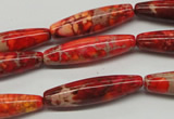 CDE513 15.5 inches 8*31mm rice dyed sea sediment jasper beads