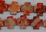 CDE561 15.5 inches 16*16mm cross dyed sea sediment jasper beads