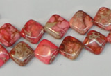 CDE568 15.5 inches 10*10mm diamond dyed sea sediment jasper beads