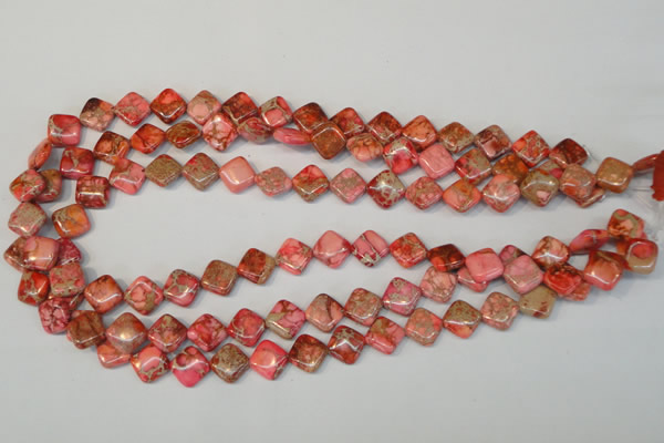 CDE568 15.5 inches 10*10mm diamond dyed sea sediment jasper beads