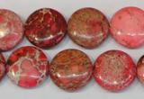 CDE655 15.5 inches 16mm flat round dyed sea sediment jasper beads