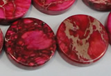 CDE665 15.5 inches 25mm coin dyed sea sediment jasper beads