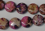 CDE706 15.5 inches 14mm flat round dyed sea sediment jasper beads