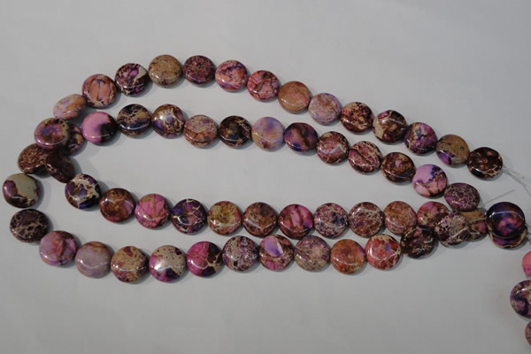 CDE706 15.5 inches 14mm flat round dyed sea sediment jasper beads