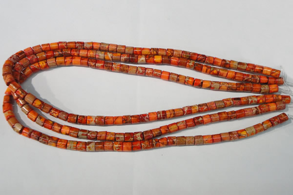 CDE735 15.5 inches 6*6mm tube dyed sea sediment jasper beads