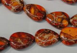 CDE754 15.5 inches 13*18mm flat teardrop dyed sea sediment jasper beads