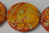 CDE758 15.5 inches 40mm flat round dyed sea sediment jasper beads