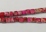 CDE780 15.5 inches 5*5mm cube dyed sea sediment jasper beads