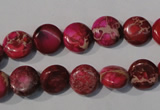 CDE785 15.5 inches 10mm flat round dyed sea sediment jasper beads