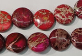 CDE786 15.5 inches 14mm flat round dyed sea sediment jasper beads