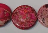 CDE788 15.5 inches 30mm flat round dyed sea sediment jasper beads