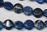 CDE906 15.5 inches 12mm flat round dyed sea sediment jasper beads