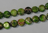 CDE935 15.5 inches 8mm flat round dyed sea sediment jasper beads