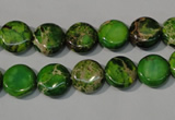 CDE936 15.5 inches 10mm flat round dyed sea sediment jasper beads