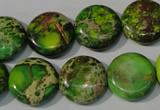 CDE937 15.5 inches 16mm flat round dyed sea sediment jasper beads