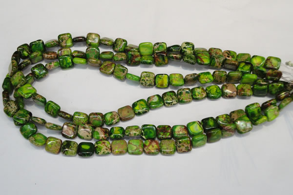 CDI120 15.5 inches 10*10mm square dyed imperial jasper beads