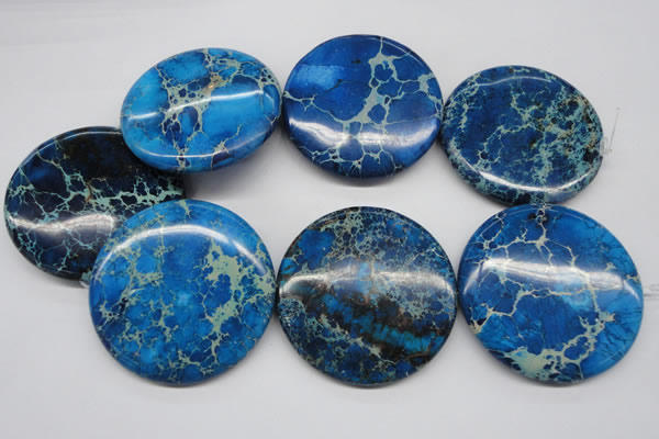 CDI312 15.5 inches 55mm flat round dyed imperial jasper beads